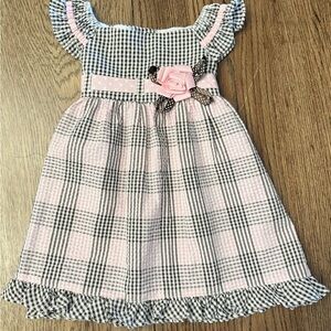 Rare, Too Checkered Kids Dress with Flower Sz 24 Month BI